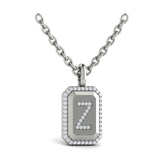 Diamond Medallion Alphabet Pendant Link Necklace, Z