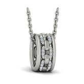 Reverse Channel Set Link with Diamonds Pendant Necklace