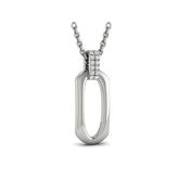 Diamond Accent North South Open Oval Pendant with Link Necklace