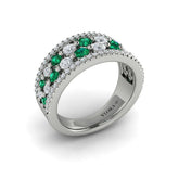 Diamond and Emerald Cluster Statement Ring
