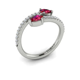 Diamond and Pear Ruby Wrap Ring