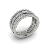 Diamond Open Three Row and Oval Centerstone Ring