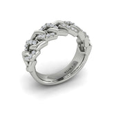 Diamond Interlaced Open Honeycomb Link Ring