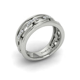 Channel Set Link with Diamonds Ring