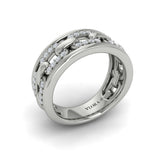 Reverse Channel Set Link with Diamonds Ring