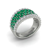 Diamond and Emerald Multi-Row Statement Ring