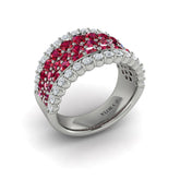 Diamond and Ruby Multi-Row Statement Ring