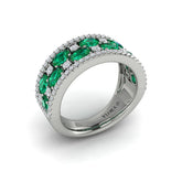 Multi Diamond and Emerald Statement Ring