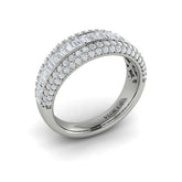 Multi Diamond Baguette and Round Two Row Diamond Ring
