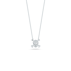 TINY TREASURES DIAMOND SKULL AND CROSSBONES NECKLACE