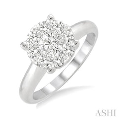 3/4 Ctw Lovebright Round Cut Diamond Bridal Ring in 14K White Gold