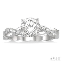 1/5 Ctw Round Center Semi-Mount Diamond Engagement Ring in 14K White Gold