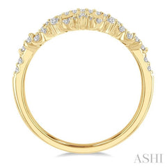 1/3 Ctw Alternating Marquise and Circular Mount Round Cut Diamond Curved Band in 14K Yellow Gold
