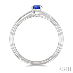 6x4 MM Oval Shape Tanzanite Precious Solitaire Ring in 14K White Gold