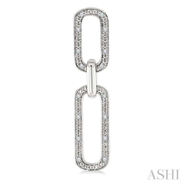 1/10 Ctw Bold Single Cut Diamond Paperclip Earrings in Sterling Silver