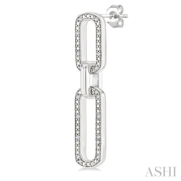 1/10 Ctw Bold Single Cut Diamond Paperclip Earrings in Sterling Silver