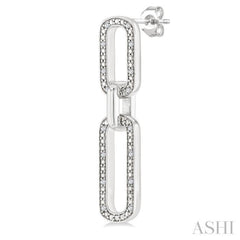 1/10 Ctw Bold Single Cut Diamond Paperclip Earrings in Sterling Silver
