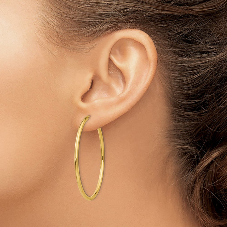 14k 2x45mm Polished Round Endless Tube Hoop Earrings