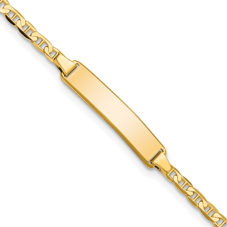 14k Polished Solid Chain/Solid Plate Flat Anchor Link 20x4mm Plate 5.5 inch Baby/Child ID Bracelet