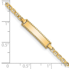 14k Polished Solid Chain/Solid Plate Anchor Link 18.5x5mm Plate 6 inch Baby/Child ID Bracelet