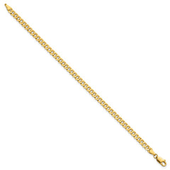 14K 7 inch 3.9mm Flat Beveled Curb with Lobster Clasp Bracelet