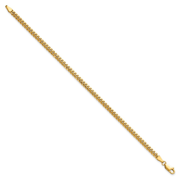 14K 7 inch 3.5mm Solid Miami Cuban Link with Lobster Clasp Bracelet