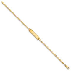 14k Polished Solid Chain/Solid Plate Curb Link 18.5x5mm Plate 6 inch Baby/Child ID Bracelet