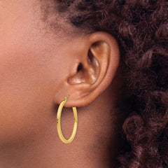 14k 2x30mm Square Tube Hoop Earrings