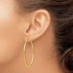 14k 2x50mm Polished Tube Hoop Earrings