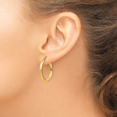 14k 2.75x25mm Polished Tube Hoop Earrings