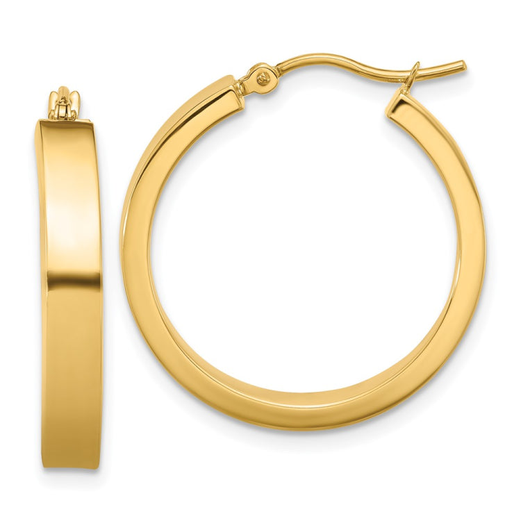 14k 4x25mm Polished Tube Hoop Earrings