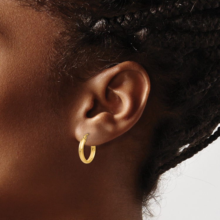 14k 2.75x12mm Round Tube Hoop Earrings