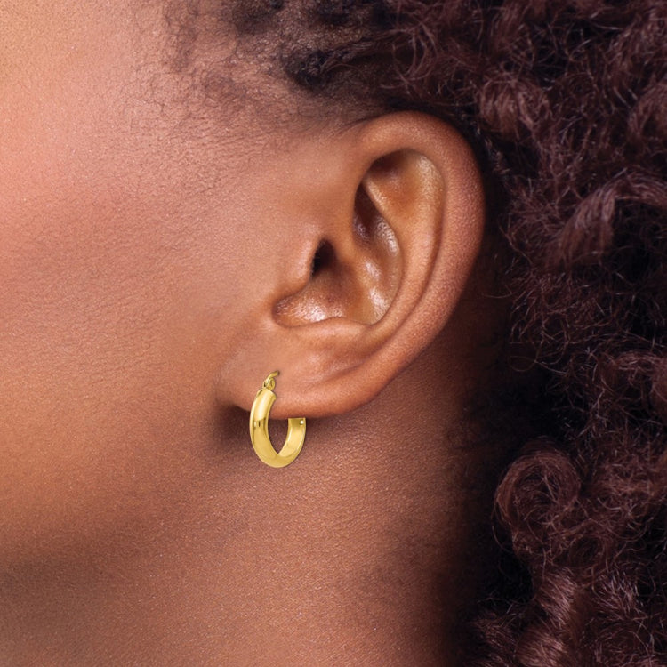 14k 3.75x17mm Round Tube Hoop Earrings