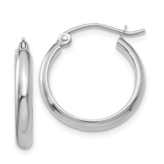 14k White Gold 2.75x18mm Polished Tube Hoop Earrings
