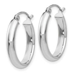 14k White Gold 3.75x21mm Polished Oval Tube Hoop Earrings