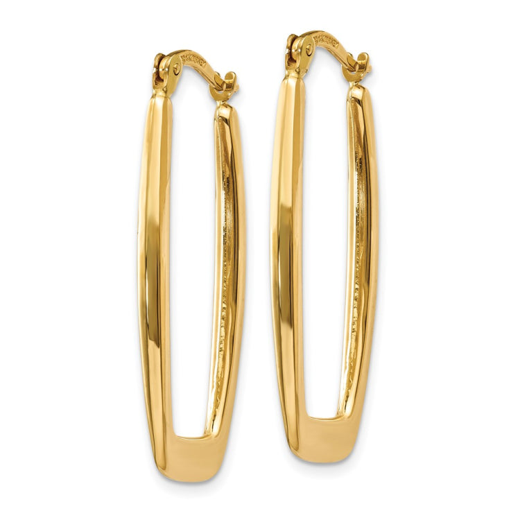 14k 2.25x31mm Polished Rectangle Tube Hoop Earrings