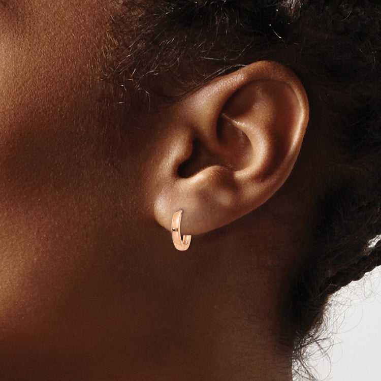 14k Rose Gold 1.8mm Round Hinged Hoop Earrings