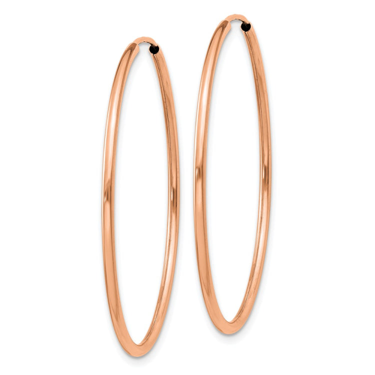 14k Rose Gold 1.5x38mm Polished Endless Tube Hoop Earrings