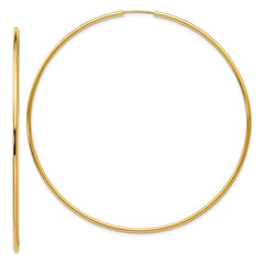 14K 1.2x74mm Polished Endless Tube Hoop Earrings