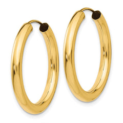 14k 3.00x25mm Polished Endless Tube Hoop Earrings