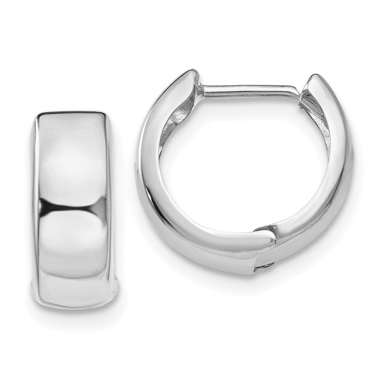 14k White Gold Polished Hinged Hoop Earrings