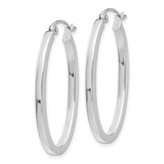 14k White Gold 2x30mm Polished Oval Tube Hoop Earrings