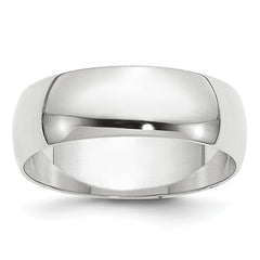 14k White Gold 6mm Lightweight Half Round Wedding Band Size 10.5
