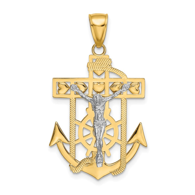 14k Two-tone Mariners Crucifix Pendant