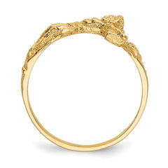 14K Diamond-cut Crucifix Ring