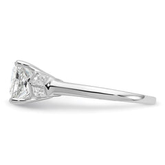 14k White Gold 1/2 carat Lab Grown Diamond VS+ F+ 1 1/2 carat Center Princess Semi Mount Three Stone Engagement Ring