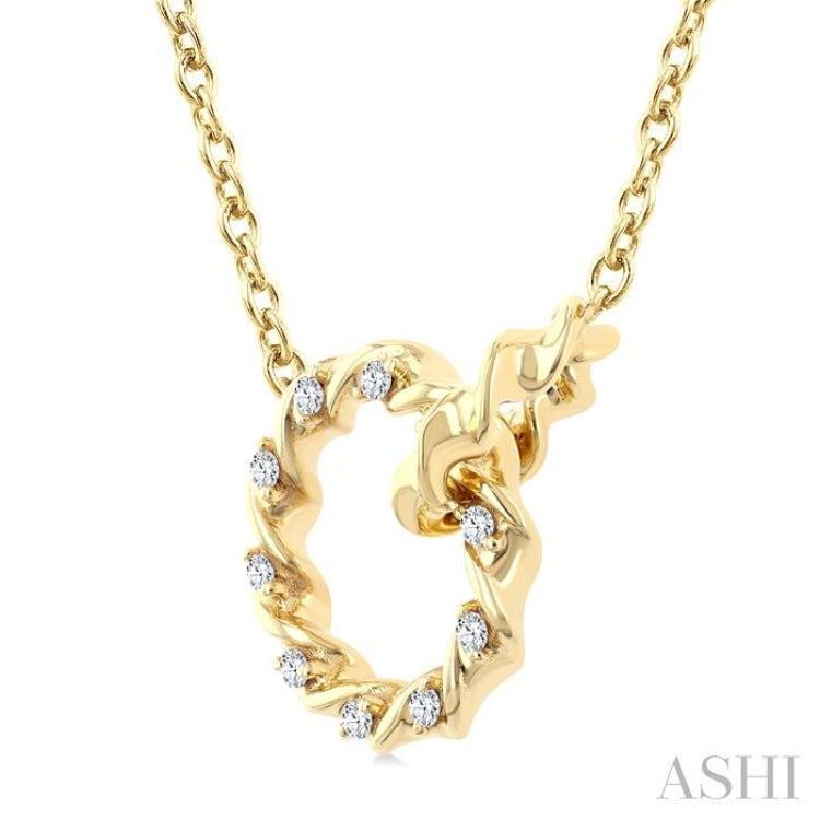 1/10 Ctw Round Cut Diamond Interlocked Circle Fashion Petite Pendant With Chain in 10K Yellow Gold