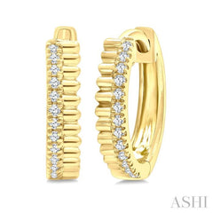 1/10 Ctw Fluted Single Cut Diamond Petite Huggie Earrings in 10K Yellow Gold