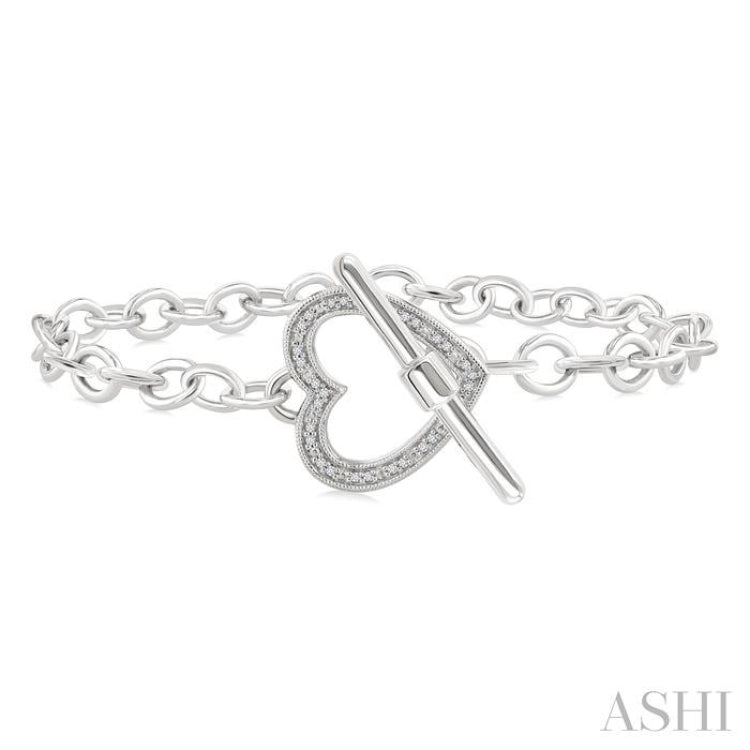 1/10 Ctw Heart Toggle Single Cut Diamond Fashion Bracelet in Sterling Silver