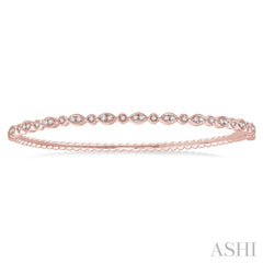 3/8 Ctw Marquise & Round Mount Stackable Diamond Bangle in 14K Rose Gold